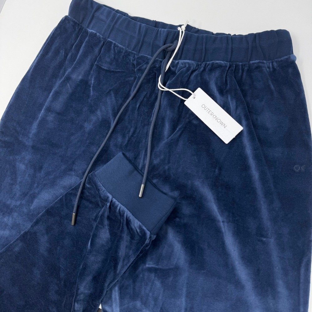 Outerknown Sur Velour Joggers Marine Blue Womens Tapered Pants Small NEW